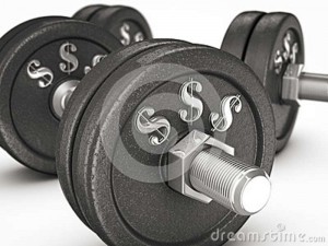 dumbbell-weights-money-sign-white-background-37031605